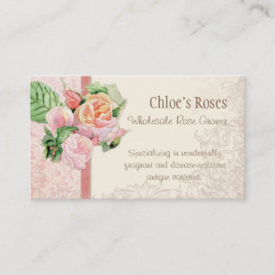 Pink Antique Vintage Elegant Lavish French Roses Business Card