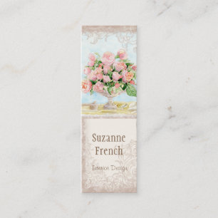 Pink Antique Vintage Elegant Lavish French Roses Mini Business Card