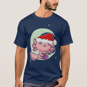 Pink Aolotl Pet White Christmas Eve Meican Salaman T-Shirt