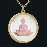 *~* Pink  AP33 Buddha Botanical Floral Lotus   Gold Plated Necklace<br><div class="desc">(( search id AP33 for similar designs )) Simple and Minimal Abstract Boho Zen Watercolor soft with GOLD areas. There are options in shape and metal plating colours in Silver Plate and Gold Plate. * Energetically Enhanced Bohemian Botanical Garland / Bouquet Floral / Flowers Pastel Modern Popular softly Colourful Zen...</div>