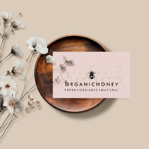 Pink Apiarist Honey Gold Bumble Bee Honeycomb Business Card