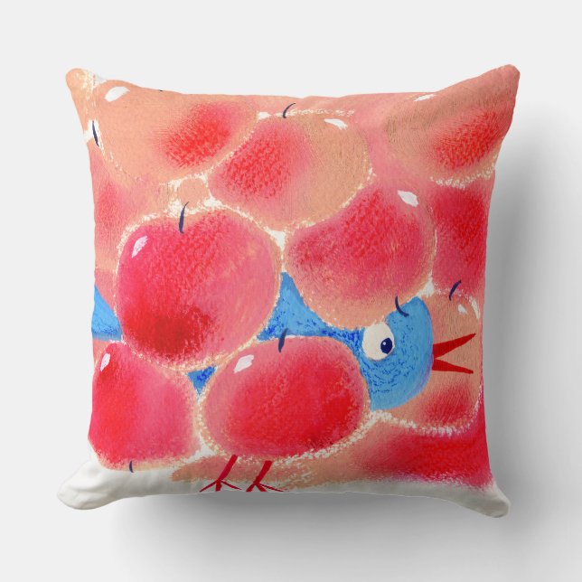 PINK APPLE BIRD PILLOW (Front)