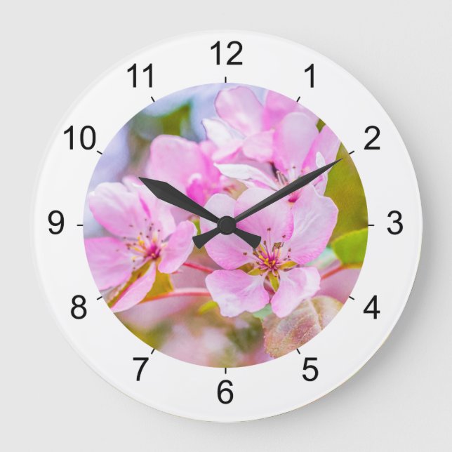 Pink Apple Blossom Large Clock (Front)