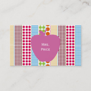 Pink Apple Boho Dots Teacher Business Card