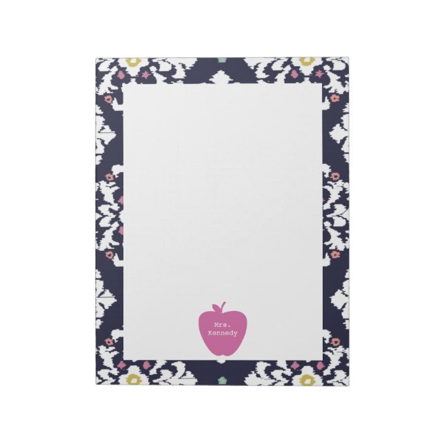 Pink Apple Ikat Teacher Notepad (Rotated)