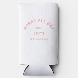 Pink Après All Day Bachelorette Ski Party Crest Seltzer Can Cooler