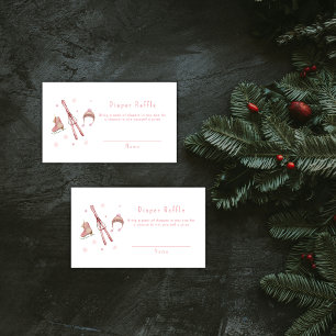 Pink Après Bébé Ski Diaper Raffle Baby Shower  Enclosure Card