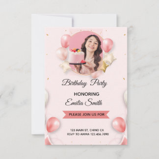Pink Aprés Ski Skiing Birthday Invitation