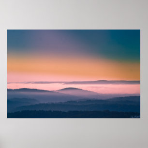 Pink Apricot Sunrise over the Ouachita Mtns Poster