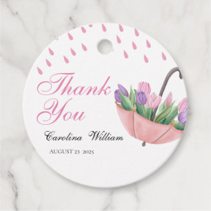 Pink April Showers Bring May Flower Baby Shower Favour Tags