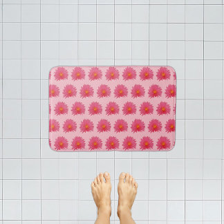 Pink Aptenia Flower Seamless Pattern on Bath Mat