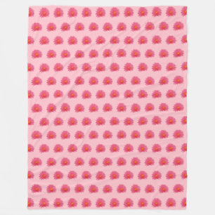Pink Aptenia Flower Seamless Pattern on Fleece Blanket