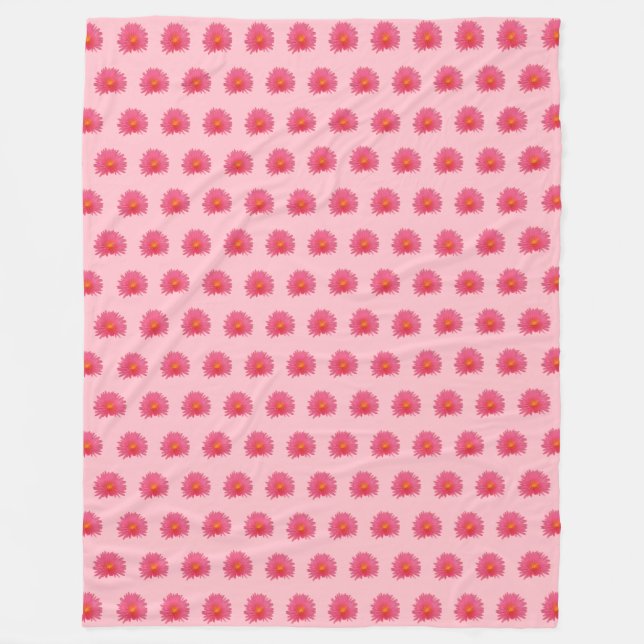 Pink Aptenia Flower Seamless Pattern on Fleece Blanket (Front)