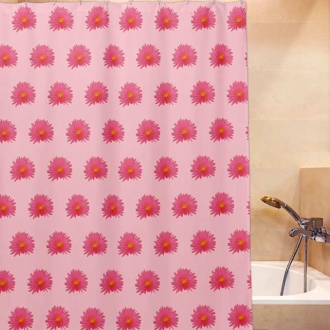 Pink Aptenia Flower Seamless Pattern on Shower Curtain (Pink Aptenia flower seamless pattern on shower curtain)