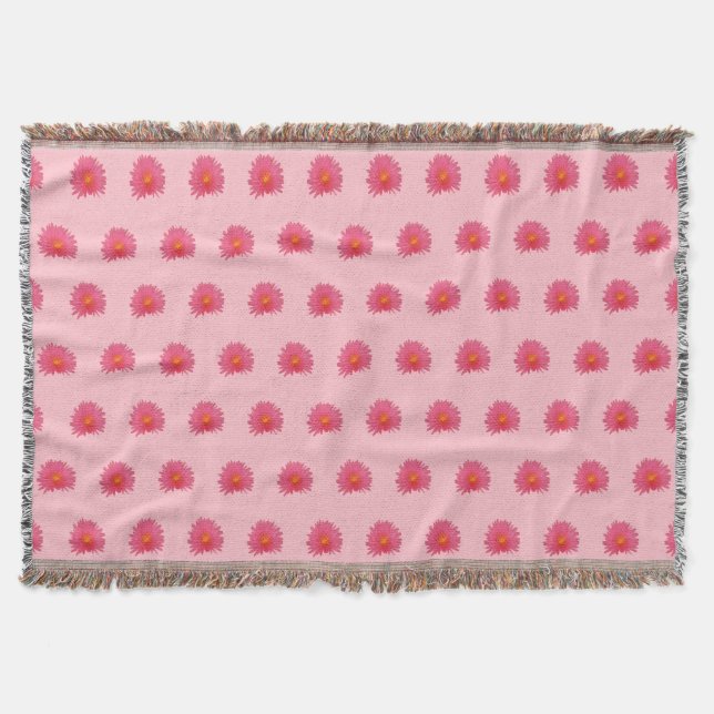 Pink Aptenia Flower Seamless Pattern on Throw Blanket (Front)