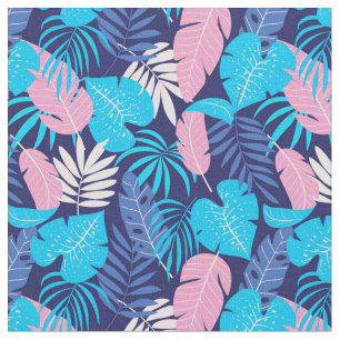 Pink, Aqua and White Tropical Floral Fabric