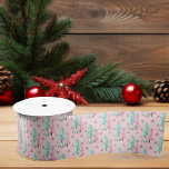 Pink Aqua Blue Colourful Christmas Tree Satin Ribbon<br><div class="desc">This design may be personalised by choosing the Edit Design option. You may also transfer onto other items. Contact me at colorflowcreations@gmail.com or use the chat option at the top of the page if you wish to have this design on another product or need assistance. See more of my designs...</div>