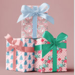 Pink Aqua Blue Colourful Christmas Trees Cookies Wrapping Paper Sheet<br><div class="desc">This design may be personalised by choosing the Edit Design option. You may also transfer onto other items. Contact me at colorflowcreations@gmail.com or use the chat option at the top of the page if you wish to have this design on another product or need assistance. See more of my designs...</div>