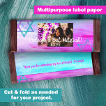 Pink Aqua Budget Bat Mitzvah Candy Bar Wrapper<br><div class="desc">Personalise your own hot pink and turquoise Bat Mitzvah chocolate candy bar label or pastry package with a customised paper label. Bold, abstract brush stroke artwork is attractive with your own wording. Add your own quote on the back for a finishing touch. Use this budget personalised wrapper label for other...</div>