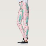 Pink Aqua Christmas Tree Festive  Leggings<br><div class="desc">This design may be personalised in the area provided by changing the photo and/or text. Or it can be customised by clicking Personalise this Template and then choosing the click to customise further option and delete or change the colour of the background, add text, change the text colour or style,...</div>