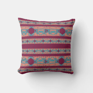 Pink Aqua on Fuschia Mediterranean Large Mosaics Cushion