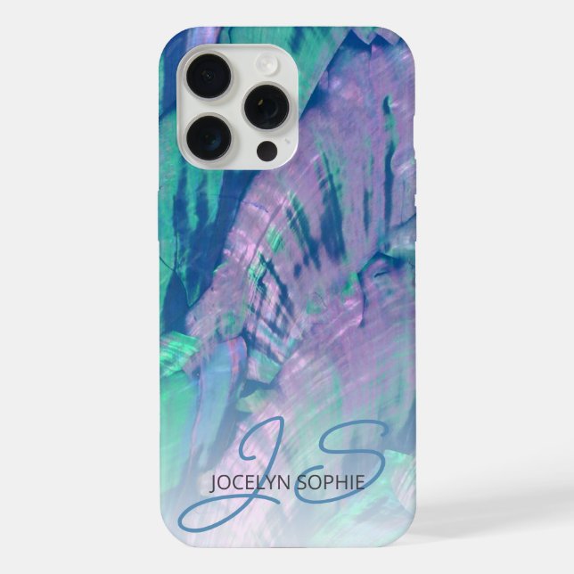 Pink Aqua Turquoise Blue Abalone Shell Pattern iPhone Case (Back)