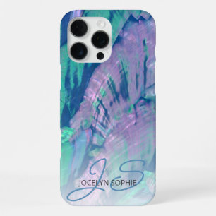 Pink Aqua Turquoise Blue Abalone Shell Pattern iPhone 16 Pro Max Case