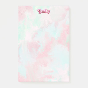 Pink &  Aqua Watercolor Name Make A List Large Post-it Notes