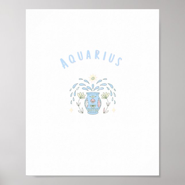 Pink Aquarius, zodiac, star sign print  (Front)