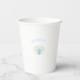 Pink Aquarius, zodiac, star sign print Paper Cups