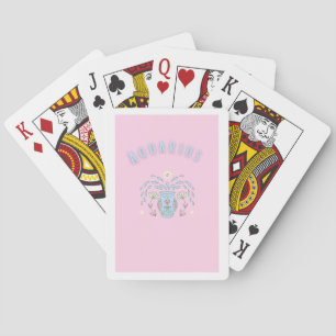 Pink Aquarius, zodiac, star sign print Playing Cards