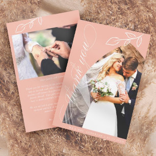 Pink Arch Botanical Leaf Wedding Thank You Card
