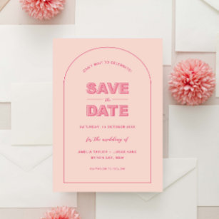 Pink Arch Modern Bold Type Text Save The Date Invitation