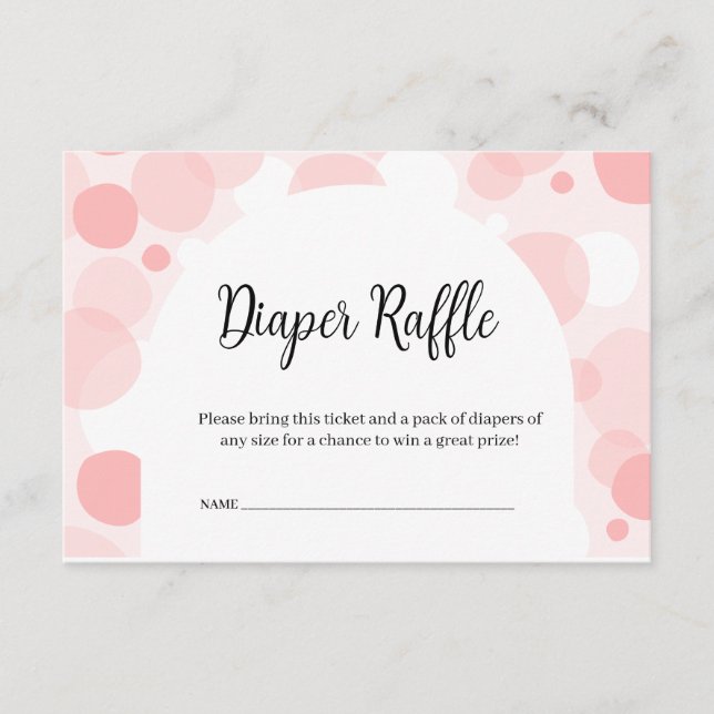 Pink arch Polka Dot Girl Baby Shower Diaper Raffle Enclosure Card (Front)