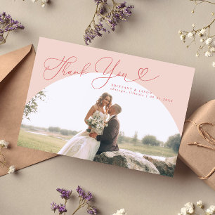 Pink Arch Wedding Thank you Script Card