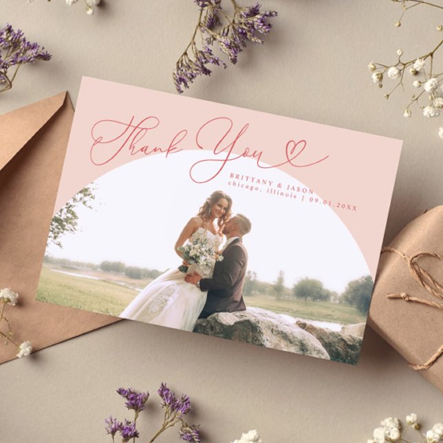 Pink Arch Wedding Thank you Script Card (Creator Uploaded)