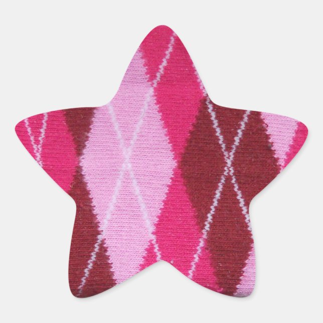 Pink Argyle Cosiness Star Sticker (Front)