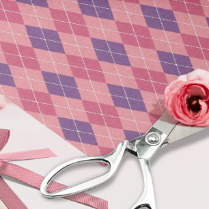 Pink Argyle Diamond Shape Knitwear Print Decoupage Tissue Paper