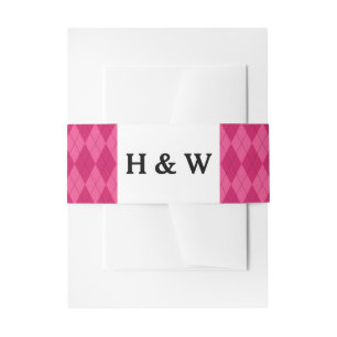 Pink Argyle Invitation Belly Band