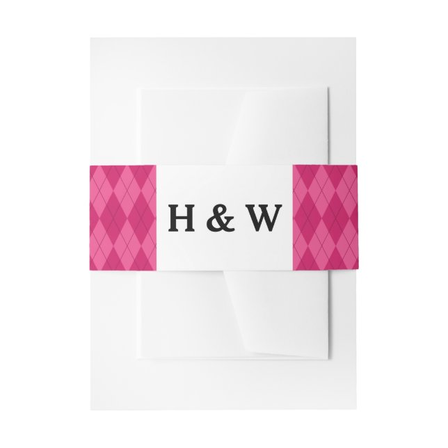 Pink Argyle Invitation Belly Band (Front Example)