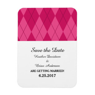 Pink Argyle Save the Date Flexi Magnet