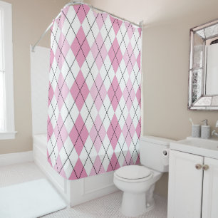 Pink Argyle Shower Curtain