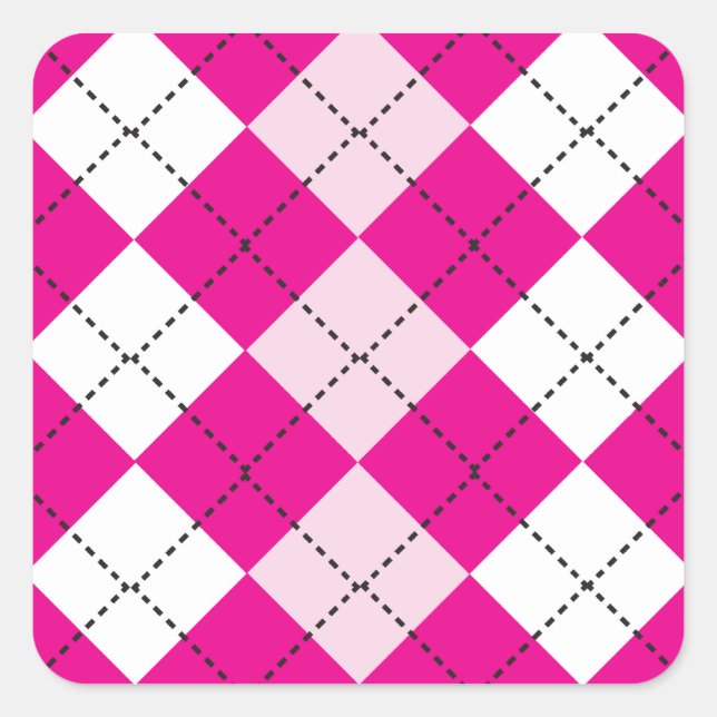 Pink Argyle Square Sticker (Front)
