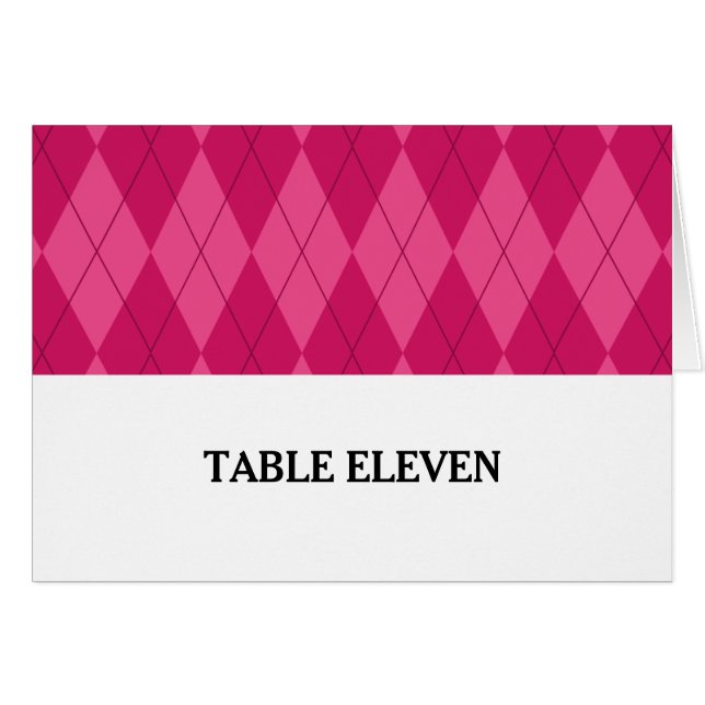 Pink Argyle Table Number Card (Front Horizontal)