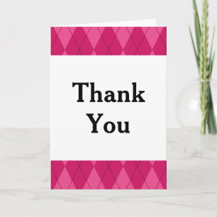 Pink Argyle Thank You Card