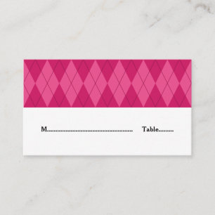 Pink Argyle Wedding Place Card