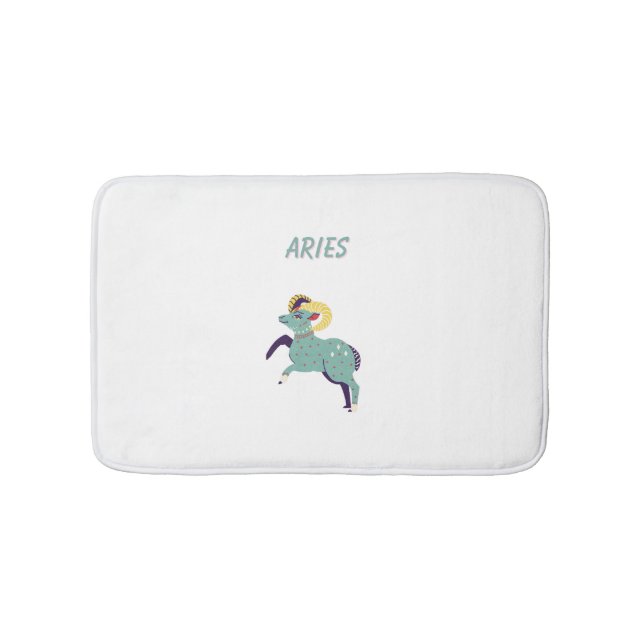 Pink Aries, zodiac, star sign print Bath Mat (Front)