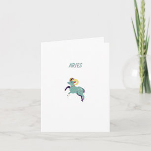 Pink Aries, zodiac, star sign print Card
