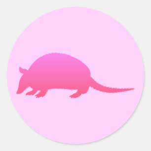 Pink Armadillo Classic Round Sticker