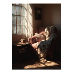 Pink Armchair Sunlit Corner Photo Print